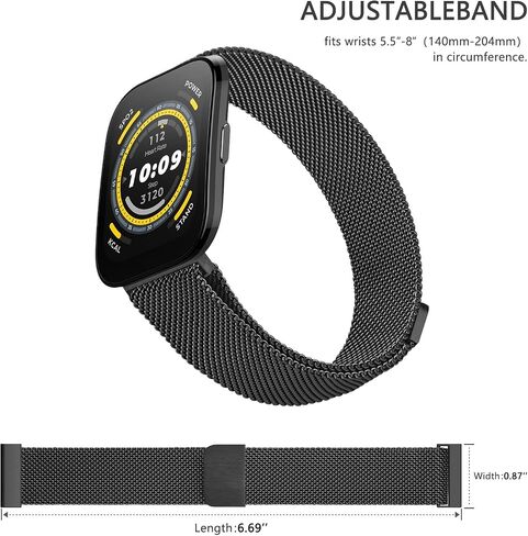 Meliya Band for Amazfit Bip 5 Band Women Men Women Men, 22mm Stainless Steel Metal Replacement Bands for Amazfit Bip 5 Smart Watch in Saudi Arabia