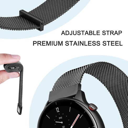 Meliya Band for Amazfit Bip 5 Band Women Men Women Men, 22mm Stainless Steel Metal Replacement Bands for Amazfit Bip 5 Smart Watch in Saudi Arabia