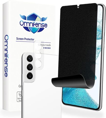 Galaxy S22 Screen Protector Matte Privacy Soft Film 2 Pack and Tempered Glass Camera Lens Protector 1 Pack, Support Fingerprint Unlock Matte Finish Surface Anti Glare 2 Way Anti Spy Privacy Protection for Samsung Galaxy S22 (6.1") in Saudi Arabia