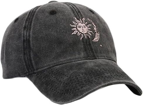 WITHMOONS Sun and Moon Prints Low Profile Vintage Washed Cotton Baseball Cap Adjustable Dad Hat YZ10146 in Saudi Arabia