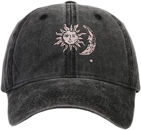 WITHMOONS Sun and Moon Prints Low Profile Vintage Washed Cotton Baseball Cap Adjustable Dad Hat YZ10146 in Saudi Arabia