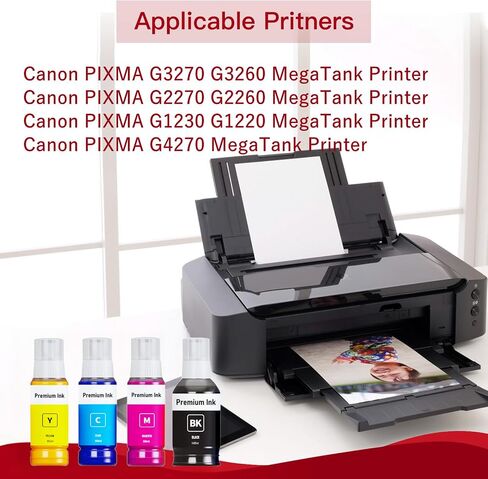 GI-21 G3260 G3270 Ink Bottles Compatible Canon 21 Ink Refill Bottles Kit for Canon Pixma G3270 G3260 G4270 G2260 G1220 G1230 G2270 MegaTank Printer (BK C M Y, 385ml) in Saudi Arabia