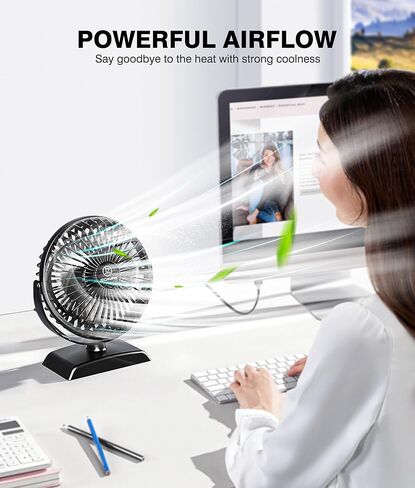JZCreater Desk Fan, USB Desk Fan, 3 Speeds with Strong Airflow, 4.9 Inch Quiet Small Portable Table Fan, 360° Rotate Personal Cooling Fan For Bedroom Home Office Desktop Travel (Navy Blue) in Kuwait