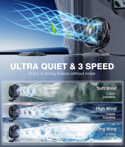JZCreater Desk Fan, USB Desk Fan, 3 Speeds with Strong Airflow, 4.9 Inch Quiet Small Portable Table Fan, 360° Rotate Personal Cooling Fan For Bedroom Home Office Desktop Travel (Navy Blue) in Kuwait
