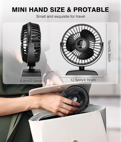 JZCreater Desk Fan, USB Desk Fan, 3 Speeds with Strong Airflow, 4.9 Inch Quiet Small Portable Table Fan, 360° Rotate Personal Cooling Fan For Bedroom Home Office Desktop Travel (Navy Blue) in Kuwait