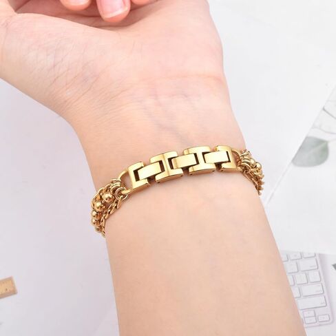 VISOOM Gold Iwatch Bracelet Compatible for Apple Watch Chain Band 40mm/38mm/41mm/42mm Series 10 9 8 7 SE Series 6/5/4 Women Fashion Cute Handmade Multi Stainless Steel Chians for iWatch Bands 3/2/1 in Saudi Arabia