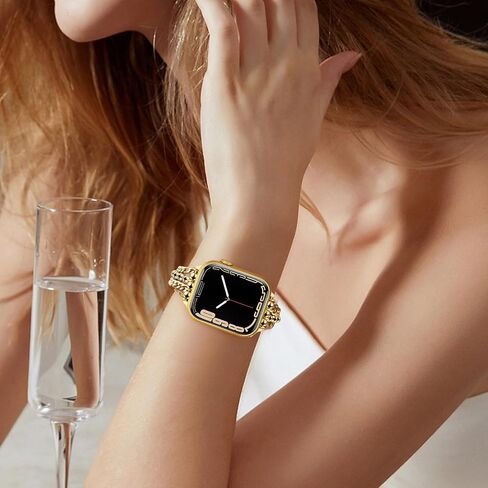 VISOOM Gold Iwatch Bracelet Compatible for Apple Watch Chain Band 40mm/38mm/41mm/42mm Series 10 9 8 7 SE Series 6/5/4 Women Fashion Cute Handmade Multi Stainless Steel Chians for iWatch Bands 3/2/1 in Saudi Arabia