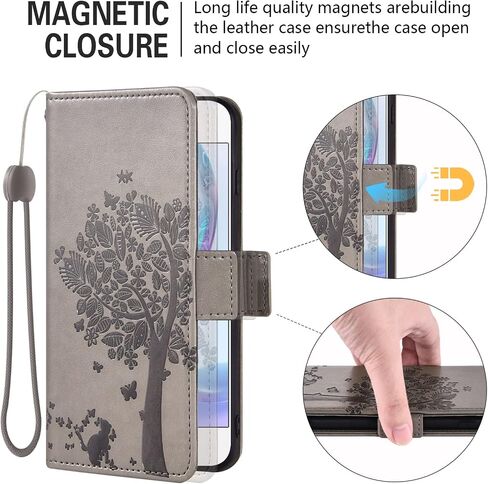 Asuwish Compatible with LG Phoenix 2/K7/Tribute 5/Escape 3/Treasure LTE/K8 2016 Wallet Case and Tempered Glass Screen Protector Flip Wrist Strap Card Holder Cell Phone Cover for K371 K330 Men Gray in Saudi Arabia