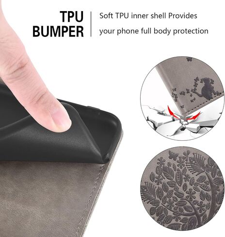 Asuwish Compatible with LG Phoenix 2/K7/Tribute 5/Escape 3/Treasure LTE/K8 2016 Wallet Case and Tempered Glass Screen Protector Flip Wrist Strap Card Holder Cell Phone Cover for K371 K330 Men Gray in Saudi Arabia
