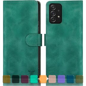 for Samsung Galaxy A53 5G Wallet case with Credit Card Holder, [RFID Blocking] PU Leather Phone case Shockproof Cover Women Men for Samsung A53 case Blue Green