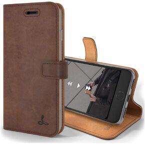 Snakehive Leather Wallet for iPhone 8 - Real Leather Wallet Phone Case - Genuine Leather with Viewing Stand and 3 Card Holder - Flip Folio Cover with Card Slot (Brown) in Kuwait