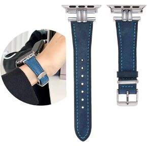 Leather Bands Compatible Apple Watch Women Slim 38mm 40mm 41mm 42mm 44mm 45mm 46mm 49mm, Jullstar Leather Strap with I-Shape Metal Stainless Steel Buckle Fashion Retro Vintage Wristband for Iphone Watch Ultra SE Series 10 9 8/7/6/5/4/3/2/1 in Kuwait