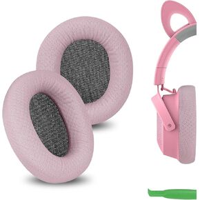 Geekria Comfort Mesh Fabric Replacement Ear Pads for Razer Kraken V4, Kraken V4 X, Kraken Kitty V2 Pro, Barracuda, Barracuda X Headphones Ear Cushions, Headset Earpads, Ear Cups Cover (Pink)