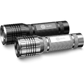 Skylla Flashlight LED Torch Tactical Small Flashlights Powerful high Lumens with 5 Modes Waterproof Flash Light for Home Outdoor Camping Emergency for Student Dorm Essentials Camper Gear (2 Pack)