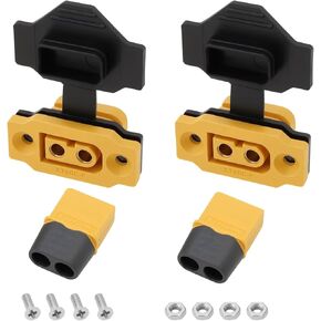 ECSiNG 2 Set XT60 Plug Kit XT60E-F Female Panel Mount XT60H-M Male with Black Rubber Cap and Screws for RC FPV Drone Lipo Battery Aircraft Drone Accessories