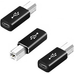 USB C to B Adapter,【3-Pack】 Tpenod Female USB C to MIDI Converter，Compatible with MIDI，Printers，Chromebook Pixel，Electric Piano,Synthesizers and Devices /laptops with Type-c Port., black