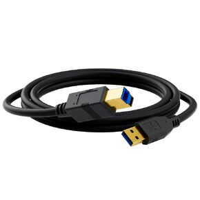 كابل USB B 3.0 بطول 8 أقدام، كابل USB A-ذكر إلى USB B-ذكر 3.0، موصلات مطلية بالذهب، كابل أسود، متوافق مع محطة الإرساء، ومحركات الأقراص الصلبة الخارجية، والماسح الضوئي، والطابعة والمزيد