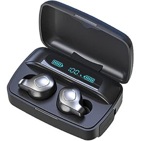 Wireless Earbuds New Technology Air 4 mics Bluetooth 5.0 Earbud Touch Control USB-C Quick Charge deep Bass in-Ear Detection Headphones (Black F8)