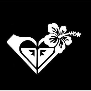 Roxsy Heart Hawaiian Flower - Vinyl 5" (Color: White) Decal Laptop Tablet Skateboard car Windows Stickers