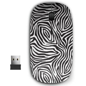 2.4G Ergonomic Portable USB Wireless Mouse for PC, Laptop, Computer, Notebook with Nano Receiver (Zebra Stripes)