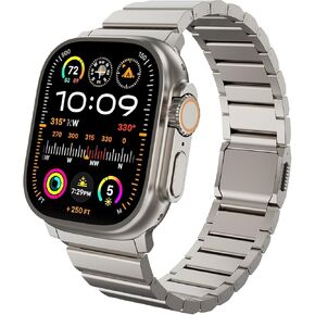 Titanium Apple Watch Band, Adjustable, Magnetic Clasp, Compatible with Apple Watch Ultra 2, 49mm, 45mm, 44mm, 42mm, Series 9, 8, 7, 6, 5, SE Ultra, Women & Men