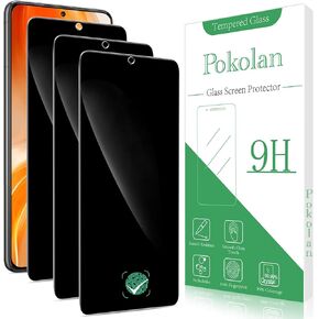 Pokolan [3 Pack Privacy Screen Protector for Samsung Galaxy S22 Plus, Anti Spy Private Tempered Glass Film, Fingerprint Unlocking, Case Friendly, 9H Hardness