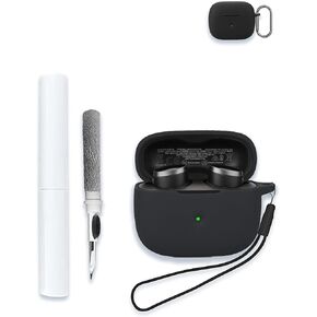 Case for Bowers & Wilkins Pi6 in-Ear True Wireless Earbuds, Soft Silicone Protective Portable Scratch Shock Resistant Shell with Cleaner Kit & Carabiner & Lanyard,Orange