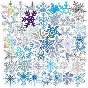 50pcs Aesthetic Snow Stickers Pack Winter Snow Decoration Stickers for Window Wall Waterproof Vinyl Stickers for Laptop Water Bottle Scrapbook Party Supplies(Snow)