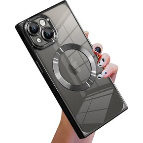 KANGHAR Case Designed for iPhone 16 Pro Max Case Magnetic Clear with Camera Lens Protector[Compatible with MagSafe] Luxury Cute Plating Design Full-Body Shockproof Protection Cover Gold