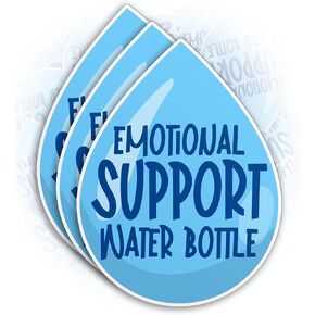 (3PCS) Emotional Support Water Bottle Sticker Funny Hydrate Water Drop Decal Drink Water Sarcastic Saying 2" Die-Cut Waterproof Vinyl Sticker for Water Bottle Tumbler Phone Case Laptop Cars (2 Inches)