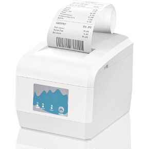 Thermal Receipt Printer, ZY908 Pos Printer, 80mm Direct Thermal, USB Ethernet Port, Support Windows/Mac/Android