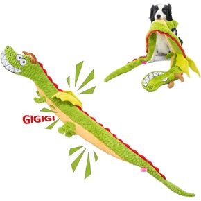 Large Squeaky Dog Toys, Interactive Dog Toys for Aggressive Chewers, Dragon Plush Crinkle Dog Toy to Keep Them Busy, Tough Indestructible Dog Toys for Large Medium and Small Dogs,XL (Pink)