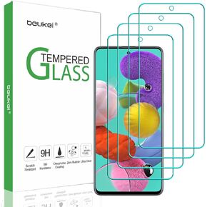 beukei (4 Pack) Designed for Samsung Galaxy A53 5G / A52 / A52 5G / A51 / A51 5G / A51 5G UW Screen Protector Tempered Glass,Touch Sensitive,Case Friendly