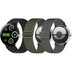 أربطة قابلة للتمدد متوافقة مع ساعة جوجل بيكسل 3 45 ملم 41 ملم/ ساعة بيكسل 2/ ساعة بيكسل، 1/3 حزمة من حزام النايلون المرن القابل للتعديل لساعة جوجل بيكسل للنساء والرجال in Kuwait