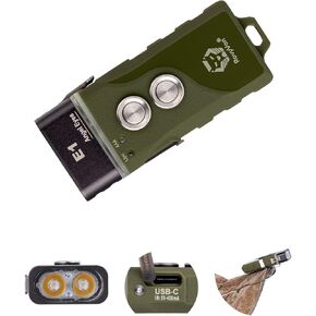 RovyVon Angel Eyes E1 Rechargeable EDC Flashlight USB C, 500 lumens High CRI Small Bright Keychain Flashlight Dual Power System Triple A Battery Flashlight for Daily Carry