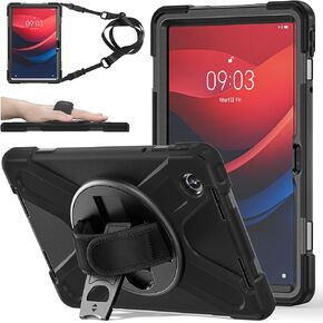 Case for Lenovo Tab M11/ Tab K11 LTE 2024 TB-330FU/330XU11inch with Screen Protector Pen Holder | 3 Layer Shockproof Rugged Rubber Protective Case W/Shoulder Strap, Black