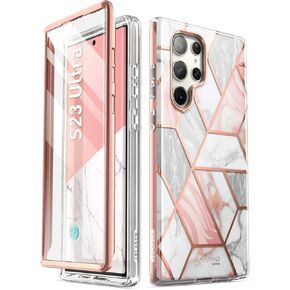 i-Blason for Samsung Galaxy S23 Ultra Case with Built-in Screen Protector, [Magnetic Charging] [Support Fingerprint ID], Full-Body Slim Women Girl Phone Case for Samsung Galaxy S23 Ultra 6.8", Marble