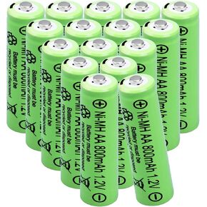 16 Packs 1.2V Ni-MH Rechargeable AA Batteries 800mah,Double A Pre-Charged Battery for Outdoor Solar Lights,Solar lamp Post,Solar Lawn Lamp,String Lights, Pathway Lights