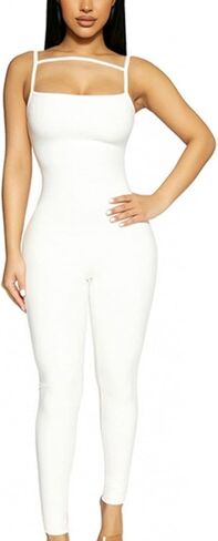 Women Spaghetti Strap Bodycon Tank One Piece Jumpsuits Rompers Playsuit in Saudi Arabia