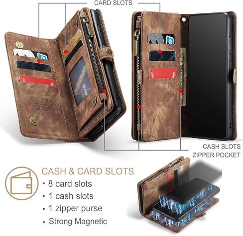 Asuwish Phone Case for Samsung Galaxy S20 Plus Glaxay S20+ 5G Zipper Wallet Cover with Tempered Glass Screen Protector and Flip Card Holder Cell Gaxaly S20+5G S20plus 20S + S 20 20+ G5 Women Men Brown in Saudi Arabia