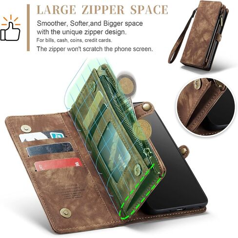 Asuwish Phone Case for Samsung Galaxy S20 Plus Glaxay S20+ 5G Zipper Wallet Cover with Tempered Glass Screen Protector and Flip Card Holder Cell Gaxaly S20+5G S20plus 20S + S 20 20+ G5 Women Men Brown in Saudi Arabia