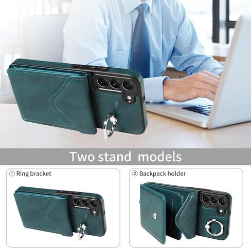 Asuwish Phone Case for Samsung Galaxy S22 Plus S22+ 5G Wallet Cover with Screen Protector and Card Holder Slot Ring Stand Flip Cell Accessories Protective S22+5G S22plus 22S + S 22 22+ Women Men Green in Saudi Arabia