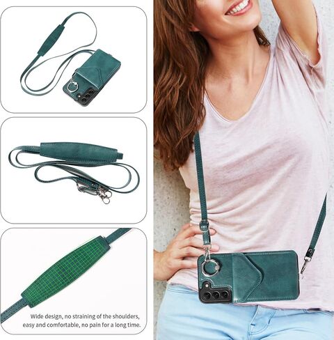 Asuwish Phone Case for Samsung Galaxy S22 Plus S22+ 5G Wallet Cover with Screen Protector and Card Holder Slot Ring Stand Flip Cell Accessories Protective S22+5G S22plus 22S + S 22 22+ Women Men Green in Saudi Arabia