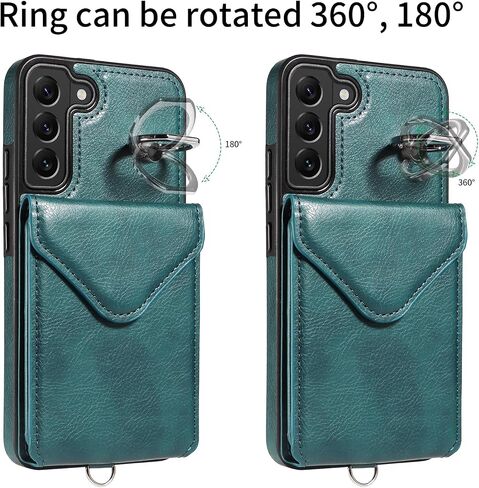 Asuwish Phone Case for Samsung Galaxy S22 Plus S22+ 5G Wallet Cover with Screen Protector and Card Holder Slot Ring Stand Flip Cell Accessories Protective S22+5G S22plus 22S + S 22 22+ Women Men Green in Saudi Arabia