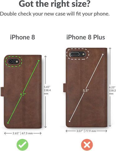 Snakehive Leather Wallet for iPhone 8 - Real Leather Wallet Phone Case - Genuine Leather with Viewing Stand and 3 Card Holder - Flip Folio Cover with Card Slot (Brown) in Kuwait