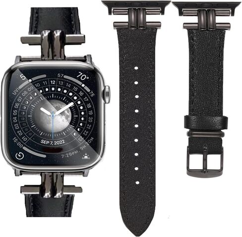 Leather Bands Compatible Apple Watch Women Slim 38mm 40mm 41mm 42mm 44mm 45mm 46mm 49mm, Jullstar Leather Strap with I-Shape Metal Stainless Steel Buckle Fashion Retro Vintage Wristband for Iphone Watch Ultra SE Series 10 9 8/7/6/5/4/3/2/1 in Saudi Arabia