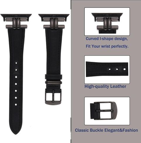 Leather Bands Compatible Apple Watch Women Slim 38mm 40mm 41mm 42mm 44mm 45mm 46mm 49mm, Jullstar Leather Strap with I-Shape Metal Stainless Steel Buckle Fashion Retro Vintage Wristband for Iphone Watch Ultra SE Series 10 9 8/7/6/5/4/3/2/1 in Saudi Arabia