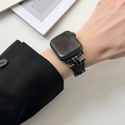 Leather Bands Compatible Apple Watch Women Slim 38mm 40mm 41mm 42mm 44mm 45mm 46mm 49mm, Jullstar Leather Strap with I-Shape Metal Stainless Steel Buckle Fashion Retro Vintage Wristband for Iphone Watch Ultra SE Series 10 9 8/7/6/5/4/3/2/1 in Saudi Arabia