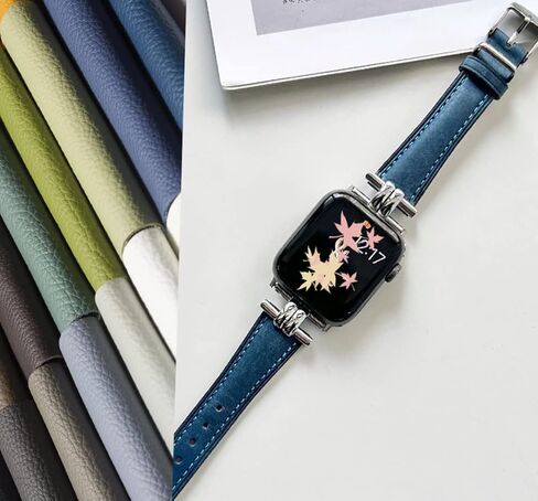 Leather Bands Compatible Apple Watch Women Slim 38mm 40mm 41mm 42mm 44mm 45mm 46mm 49mm, Jullstar Leather Strap with I-Shape Metal Stainless Steel Buckle Fashion Retro Vintage Wristband for Iphone Watch Ultra SE Series 10 9 8/7/6/5/4/3/2/1 in Kuwait