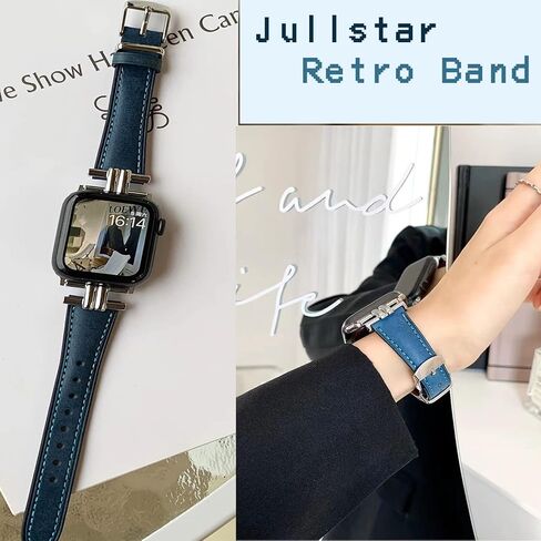Leather Bands Compatible Apple Watch Women Slim 38mm 40mm 41mm 42mm 44mm 45mm 46mm 49mm, Jullstar Leather Strap with I-Shape Metal Stainless Steel Buckle Fashion Retro Vintage Wristband for Iphone Watch Ultra SE Series 10 9 8/7/6/5/4/3/2/1 in Kuwait